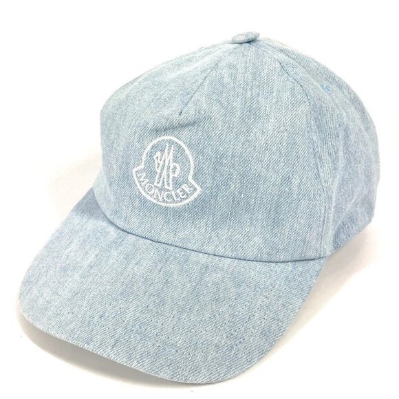 MONCLER logo hat cap baseball cap cotton blue - Picture 1 of 15